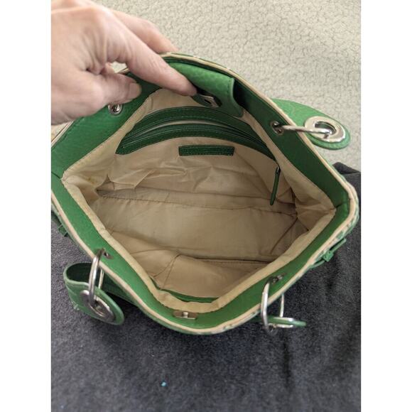 Tommy Hilfiger Green Denim Floral Women`s Handbag Used Y2K 90s - Picture 8 of 12